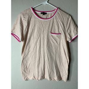 J. Crew Women's Shirt Size Medium Light Pink with Pocket and Colored Dots